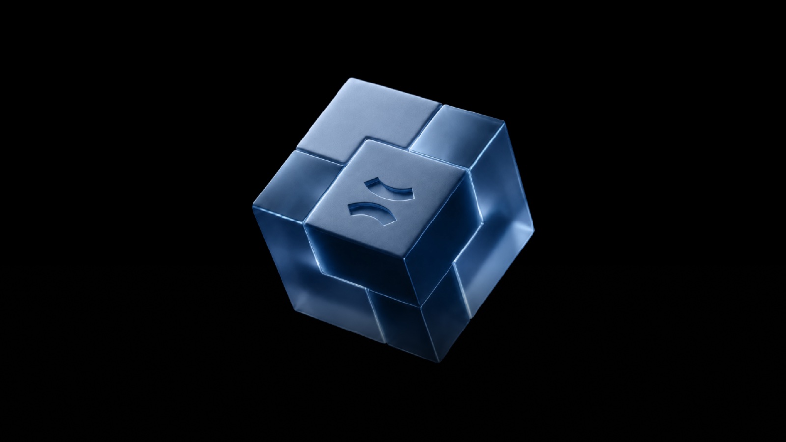 Glass cube assembled from interlocking pieces with the GIWA mark