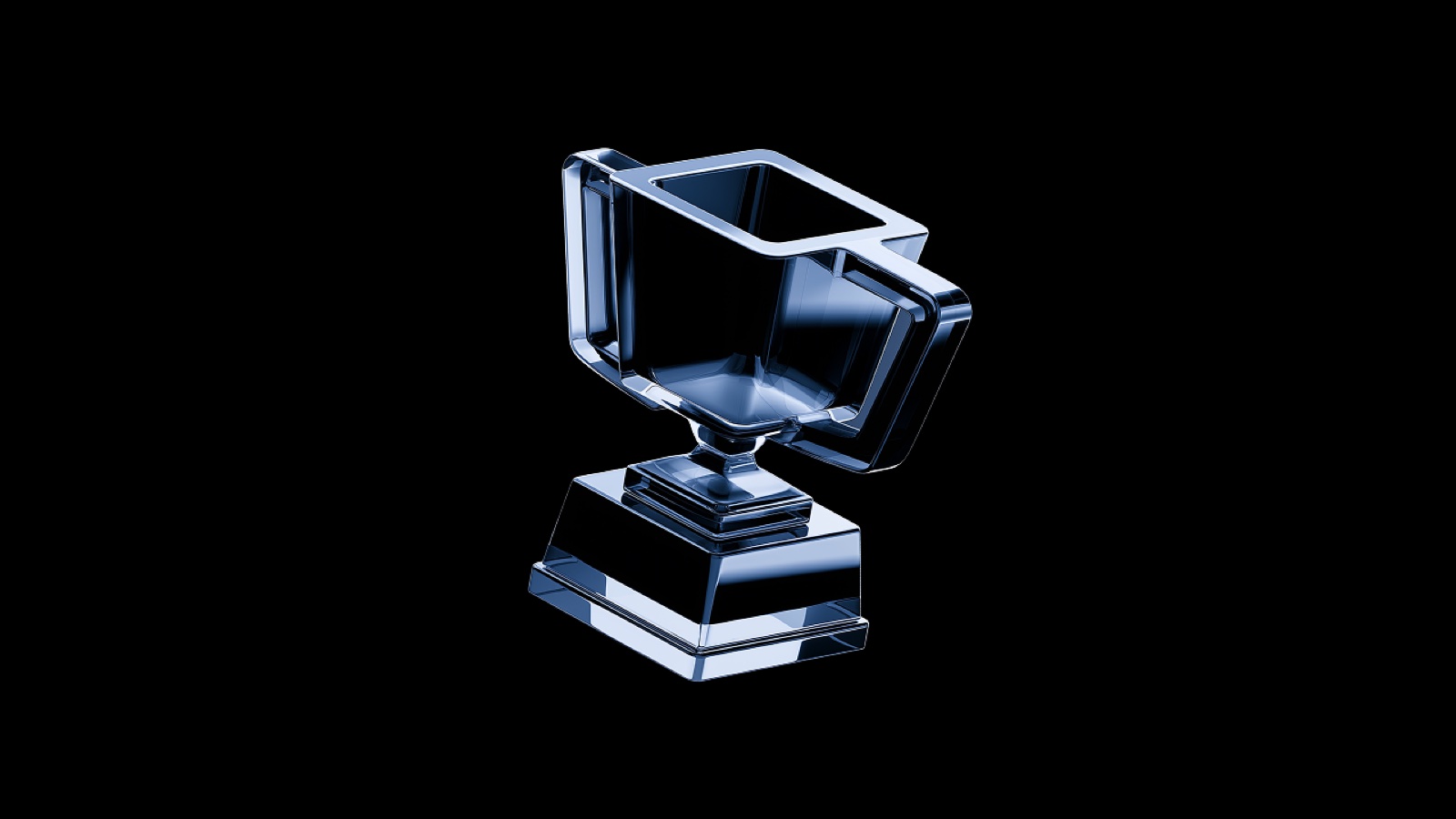 Glass terminal trophy on a pedestal